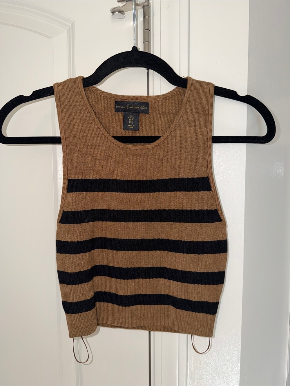 House of Harlow 1960 Camel and Black Striped Knit Tank